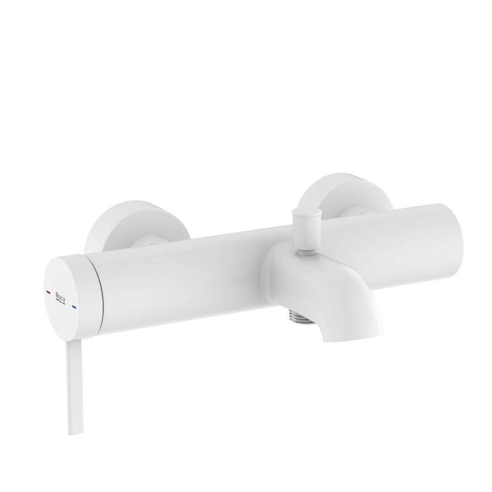 Cut out image of the Roca Ona Matt White Wall Mounted Bath Shower Mixer
